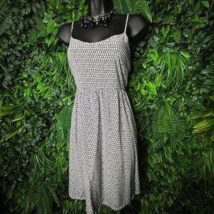 OLD NAVY‎ Dress Women XS White Black Print Design Spaghetti Strap 0512